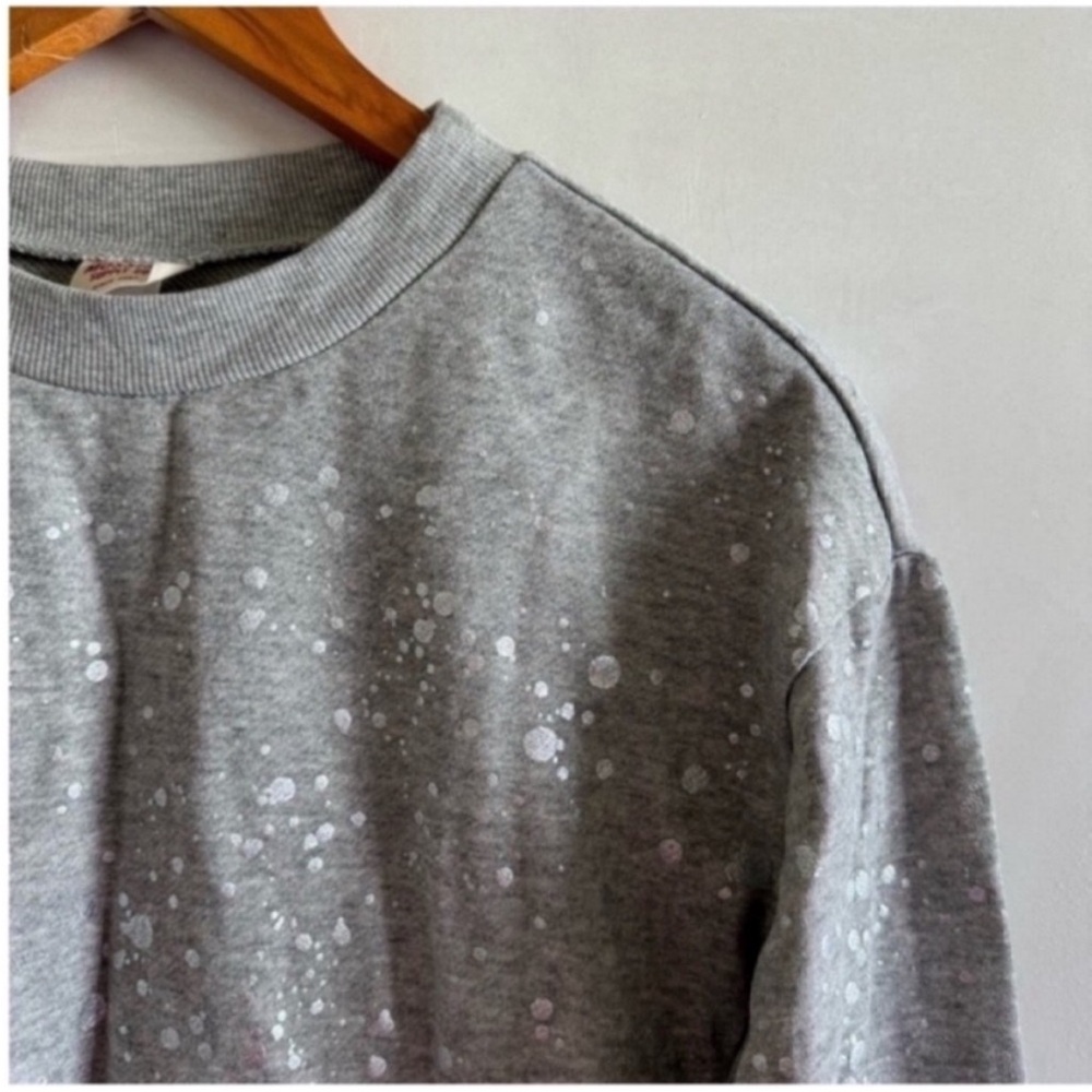 Gray Crewneck Silver Metallic Sweatshirt